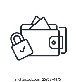 secured wallet icon. vector.Editable stroke.linear style sign for use web design,logo.Symbol illustration.
