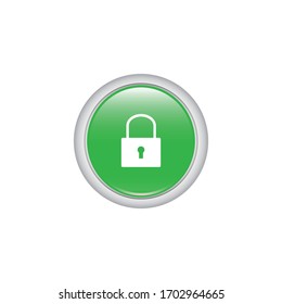 Secured web button. Vector design isolated on white background. Green button icon.