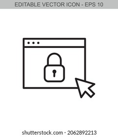 A secured web site. Editable stroke line icon. Vector illustration.