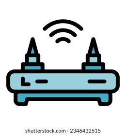 Secured wifi router icon outline vector. Antivirus data. Secure password color flat