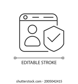 Securing accounts linear icon. Digital privacy protection. Two-factor verification. Thin line customizable illustration. Contour symbol. Vector isolated outline drawing. Editable stroke