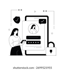 Securing user accounts with strong credentials Solid Vector Illustration 