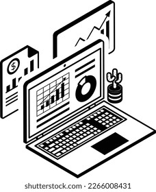 Securities and broking Vector isometric outline Icon Design , Business Finance Symbol, Treasury and Capital Budget Sign, Financial Analysis and Control, Crypto Currency Alt coin Trends Concept