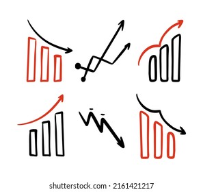 Securities market Investing futures stocks Charts of growth and fall on a white background. Vector illustration 