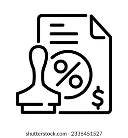 Securities tax related icon, useful as a tax usage symbol. Editable black outline vector illustration.