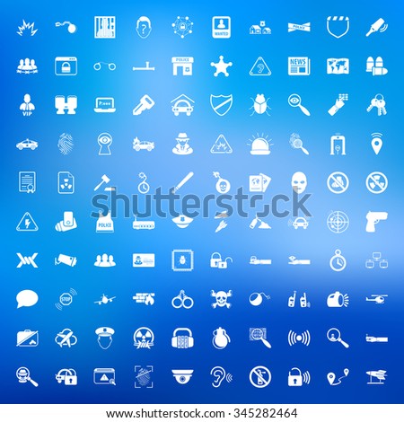 security 100 icons set for web flat