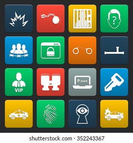 security 16 icons universal set for web and mobile flat