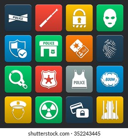 security 16 icons universal set for web and mobile flat