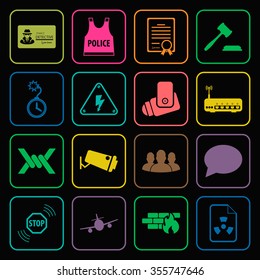 security 16 icons universal set for web and mobile flat