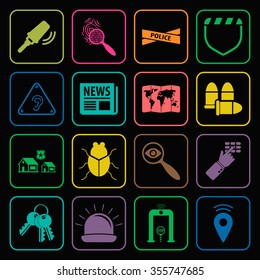 security 16 icons universal set for web and mobile flat
