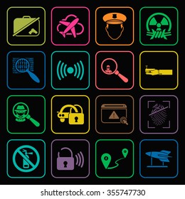security 16 icons universal set for web and mobile flat