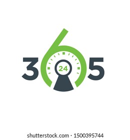 Security 365 days by 24 hours logo/identity design template