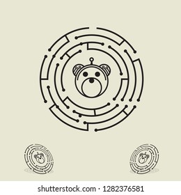 security of abstract pandas, modern and sophisticated logotype, modern industrial and industrial vector logo, template logo illustrations, web, internet security icons