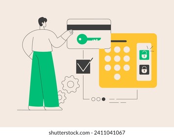 Security access card abstract concept vector illustration. Electronic opening system, corporate security, automatic access ID card, office entrance technology, unlocking door abstract metaphor.