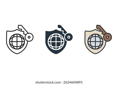 security access shield  icons isolated on White Background. Flat style design