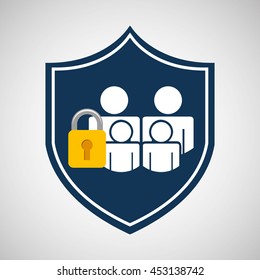 security advice, family together icon, vector illustration