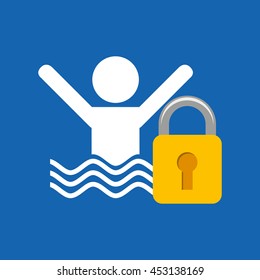 security advice, man swimming icon, vector illustration