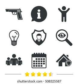 Security agency icons. Home shield protection.