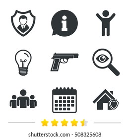 Security agency icons. Home shield protection.