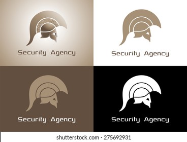 "Security Agency" Logo. Simplified representation/silhouette of a helmet of an Ancient Greek warrior. I have used my own original font for abstract Logo Name example