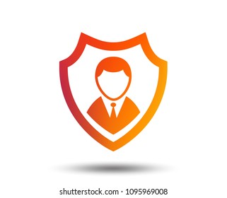 Security agency sign icon. Shield protection symbol. Blurred gradient design element. Vivid graphic flat icon. Vector
