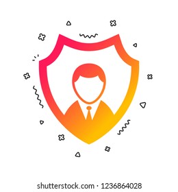 Security agency sign icon. Shield protection symbol. Colorful geometric shapes. Gradient security icon design.  Vector