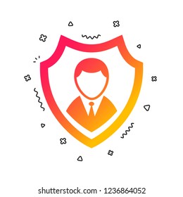 Security agency sign icon. Shield protection symbol. Colorful geometric shapes. Gradient security icon design.  Vector