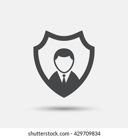 Security agency sign icon. Shield protection symbol. Flat protection web icon on white background. Vector