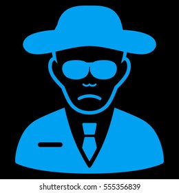 Security Agent vector icon. Flat blue symbol. Pictogram is isolated on a black background. Designed for web and software interfaces.