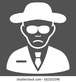 Security Agent vector icon. Flat white symbol. Pictogram is isolated on a gray background. Designed for web and software interfaces.