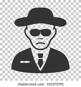 Security Agent vector icon. Illustration style is flat iconic gray symbol on a chess transparent background.