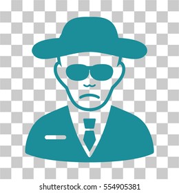 Security Agent vector pictogram. Illustration style is flat iconic soft blue symbol on a chess transparent background.