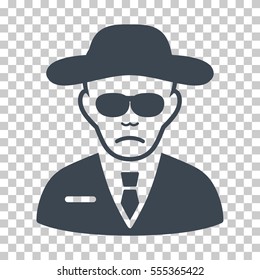 Security Agent vector pictograph. Illustration style is flat iconic smooth blue symbol on a chess transparent background.