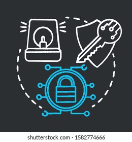 Security and alarm system chalk concept icon. Smart house management idea. Innovative technology for apartment. Burglary and robbery protection. Vector isolated chalkboard illustration