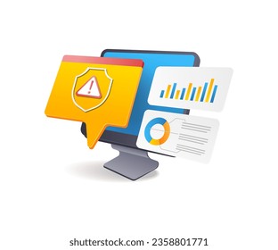 Security alert business analysis flat isometric illustration