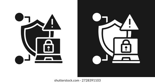 Icono De Alerta De Seguridad En Estilo Glifo Blanco Y Negro