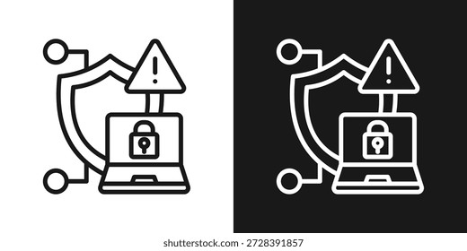 Icono De Alerta De Seguridad En Estilo De Línea En Blanco Y Negro