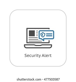 Security Alert Icon. Flat Design. Security Concept with a Laptop and a Security Notification. Isolated Illustration. App Symbol or UI element.