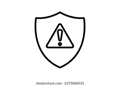 Security alert icon. Shield with exclamation mark. icon related to Warning, notification. suitable for web site, app, user interfaces, printable etc. Line icon style. Simple vector design editable