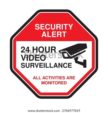 Security Alert Sign – Red Octagon with Camera Icon
