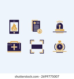 Conjunto de Vector de alerta de seguridad de moda impresionante diseño increíble útil Ilustración de fondo colorido.eps