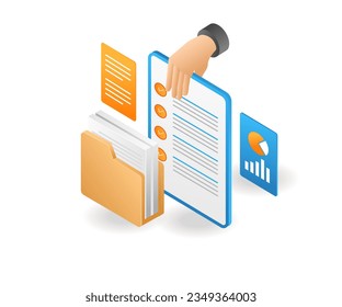Security analysis checklist data isometric illustration