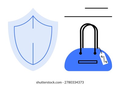 Security, anti-counterfeiting, protection, retail authentication, branding, and safety. Minimalist shield and bag design. security and anti-counterfeiting in retail and branding