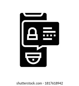 security application message glyph icon vector. security application message sign. isolated contour symbol black illustration