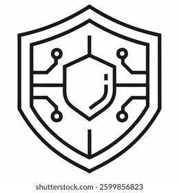 Security Approved Shield Icon Outline Vector for Cybersecurity