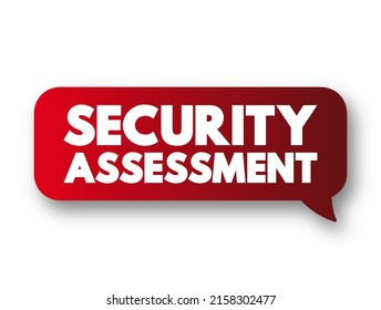 Security Assessment - explicit study to locate IT security vulnerabilities and risks, text concept message bubble
