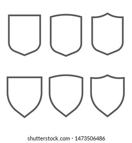 Security assurance gray outline icons set isolated on white. Security labels, icons set. Safeguard simple signs. Vector illustration.