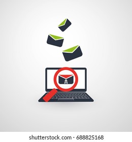 Security Audit, Virus Scanning, Cleaning, Eliminating Malware, Ransomware, Fraud, Spam, Phishing, Email Scam, Hacker Attack - IT Security Concept Design, Vector illustration