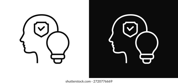Conjunto de iconos de conciencia de seguridad en blanco y negro