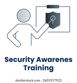 Security Awareness Training Icon. Cybersecurity Education, User Risk Prevention, and Compliance Training Symbol.